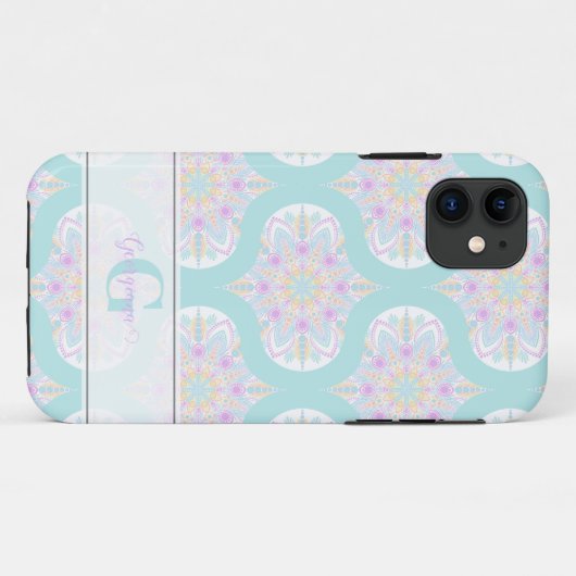 Gepersonaliseerde Pastel Regenboog Bloemen Mandala Case-Mate iPhone Case (Achterkant (horizontaal))