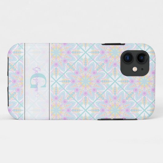 Gepersonaliseerde Pastel Regenboog Bloemen Mandala Case-Mate iPhone Case (Achterkant (horizontaal))