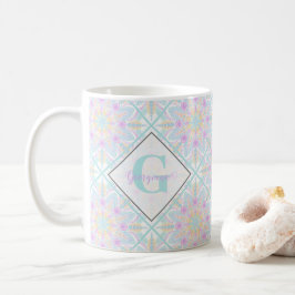 Gepersonaliseerde Pastel Regenboog Bloemen Mandala Koffiemok