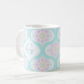 Gepersonaliseerde Pastel Regenboog Bloemen Mandala Koffiemok (Voorkant links)