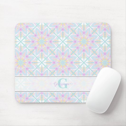 Gepersonaliseerde Pastel Regenboog Bloemen Mandala Muismat (Met muis)