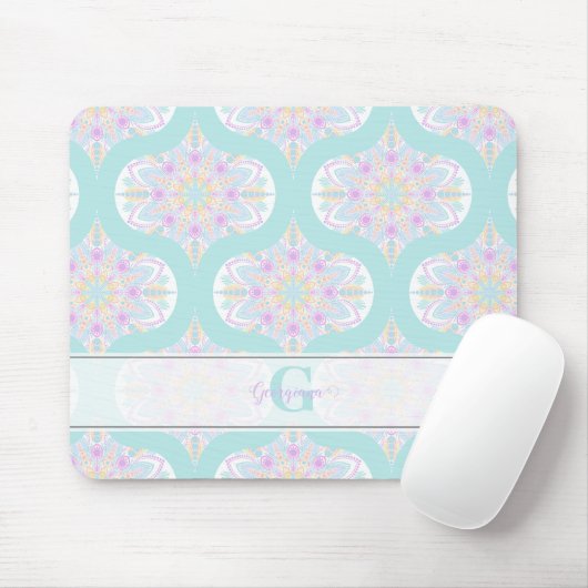 Gepersonaliseerde Pastel Regenboog Bloemen Mandala Muismat (Met muis)
