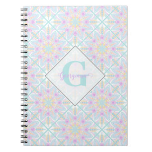 Gepersonaliseerde Pastel Regenboog Bloemen Mandala Notitieboek