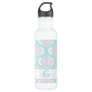 Gepersonaliseerde Pastel Regenboog Bloemen Mandala Waterfles