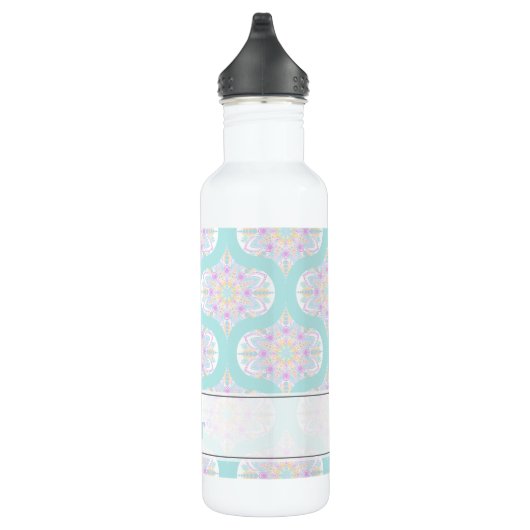 Gepersonaliseerde Pastel Regenboog Bloemen Mandala Waterfles (Rechts)