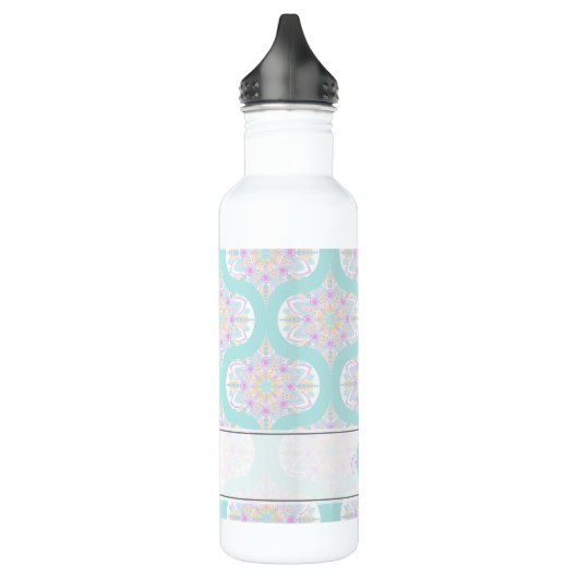 Gepersonaliseerde Pastel Regenboog Bloemen Mandala Waterfles (Links)