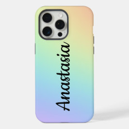 Gepersonaliseerde pastel regenboog ombre iPhone 15 pro max case