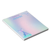 Gepersonaliseerde pastel regenboog zeemeermin notitieblok (Schuin)