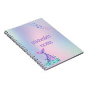 Gepersonaliseerde pastel regenboog zeemeermin notitieboek (Rechterzijde)