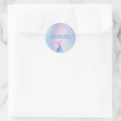 Gepersonaliseerde pastel regenboog zeemeermin ronde sticker (Tas)
