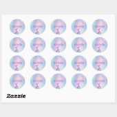Gepersonaliseerde pastel regenboog zeemeermin ronde sticker (Vel)