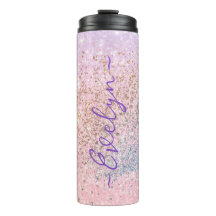 Gepersonaliseerde pastel roze blauw glitter