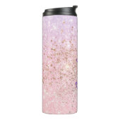 Gepersonaliseerde pastel roze blauw glitter thermosbeker (Gedraaid links)