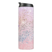 Gepersonaliseerde pastel roze blauw glitter thermosbeker (Geroteerd rechts)