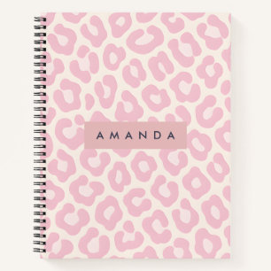Gepersonaliseerde Pastel Roze Blush Luipaardprint Notitieboek