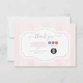 Gepersonaliseerde pastel roze cake bakkerij bedankkaart (Voorkant)