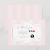 Gepersonaliseerde pastel roze cake bakkerij bedankkaart (Voorkant / Achterkant)