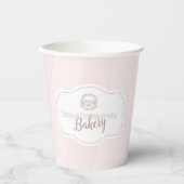 Gepersonaliseerde pastel roze cake bakkerij papieren bekers (Voorkant)