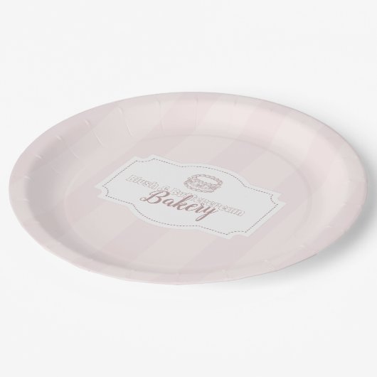 Gepersonaliseerde pastel roze cake bakkerij papieren bordje (Gekanteld)