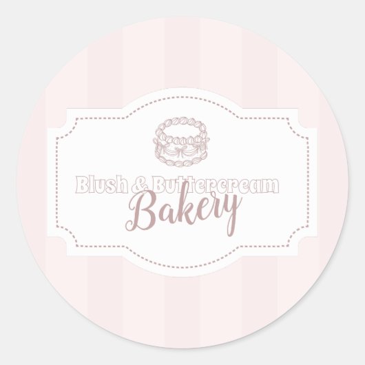 Gepersonaliseerde pastel roze cake bakkerij ronde sticker (Voorkant)