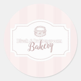 Gepersonaliseerde pastel roze cake bakkerij ronde sticker