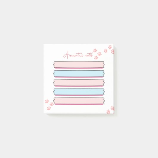 Gepersonaliseerde pastel roze en blauwe post het m post-it® notes (Voorkant)
