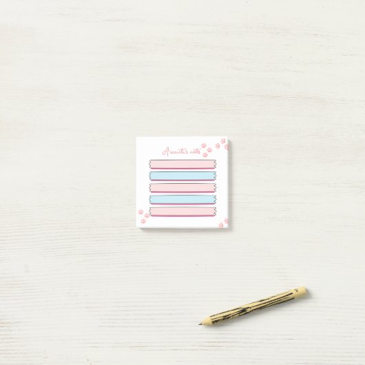 Gepersonaliseerde pastel roze en blauwe post het m post-it® notes (Op bureau)