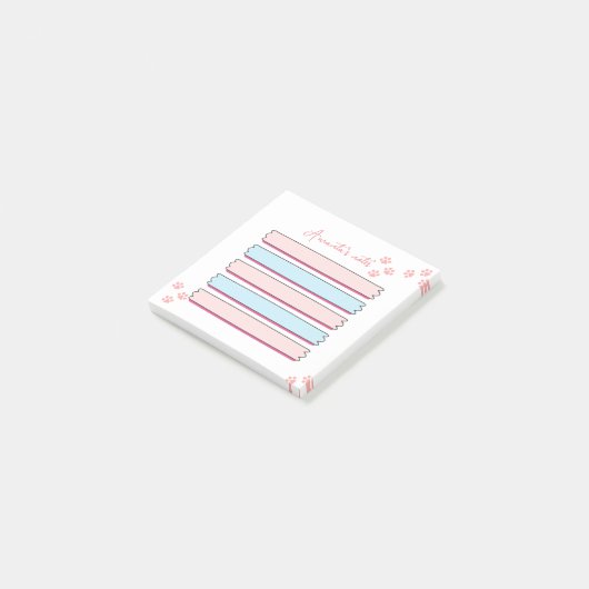 Gepersonaliseerde pastel roze en blauwe post het m post-it® notes (Schuin)