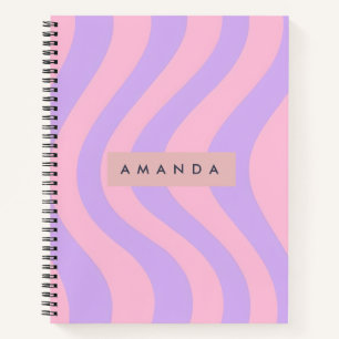 Gepersonaliseerde Pastel Roze en Lavendel Golvende Notitieboek
