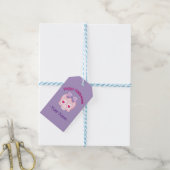 Gepersonaliseerde pastel roze en Paarse schedel Cadeaulabel (Met Touw)