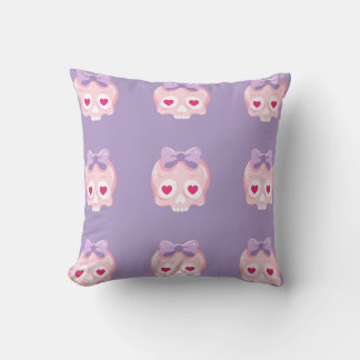 Gepersonaliseerde pastel roze en Paarse schedel Kussen