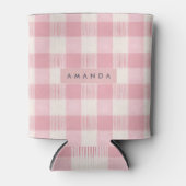 Gepersonaliseerde Pastel Roze Gingham Wangenrood Blikjeskoeler (Voorkant)