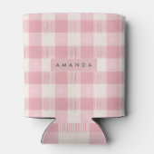 Gepersonaliseerde Pastel Roze Gingham Wangenrood Blikjeskoeler (Achterkant)