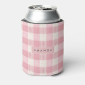 Gepersonaliseerde Pastel Roze Gingham Wangenrood Blikjeskoeler (Blikje Achterkant)