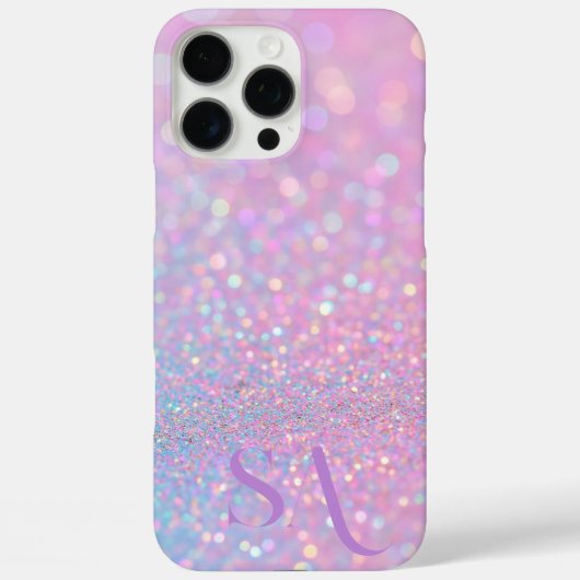 Gepersonaliseerde Pastel Roze Glitter - Initialen Case-Mate iPhone Case (Achterkant)