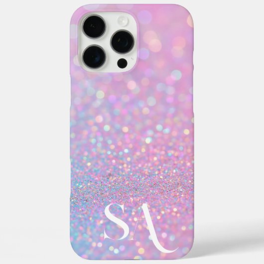 Gepersonaliseerde Pastel Roze Glitter iPhone Case (Achterkant)