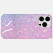 Gepersonaliseerde Pastel Roze Glitter iPhone Case (Achterkant (horizontaal))