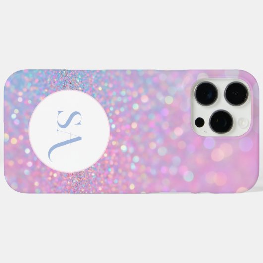 Gepersonaliseerde Pastel Roze Glitter iPhone Case (Achterkant (horizontaal))