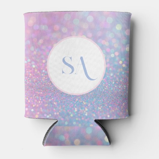 Gepersonaliseerde pastel roze glitter koeler | Mon (Voorkant)