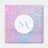 Gepersonaliseerde Pastel Roze Glitter Magneet | Mo (Voorkant)