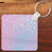 Gepersonaliseerde Pastel Roze Glitter met Monogram Sleutelhanger (Achterkant)
