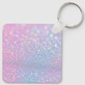 Gepersonaliseerde Pastel Roze Glitter met Monogram Sleutelhanger (Achterkant)