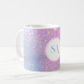 Gepersonaliseerde Pastel Roze Glitter Mok met Mono (Voorkant links)