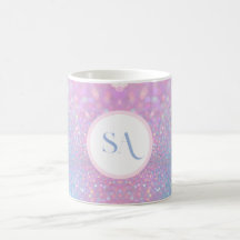 Gepersonaliseerde Pastel Roze Glitter Mok met Mono