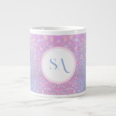 Gepersonaliseerde Pastel Roze Glitter Mok met Mono (Voorkant)
