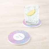 Gepersonaliseerde Pastel Roze Glitter Zandsteen On Zandsteen Onderzetter (Zijkant)