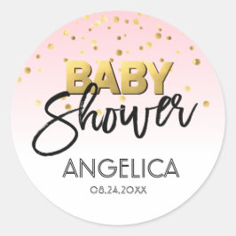Gepersonaliseerde pastel roze gouden Baby shower l Ronde Sticker