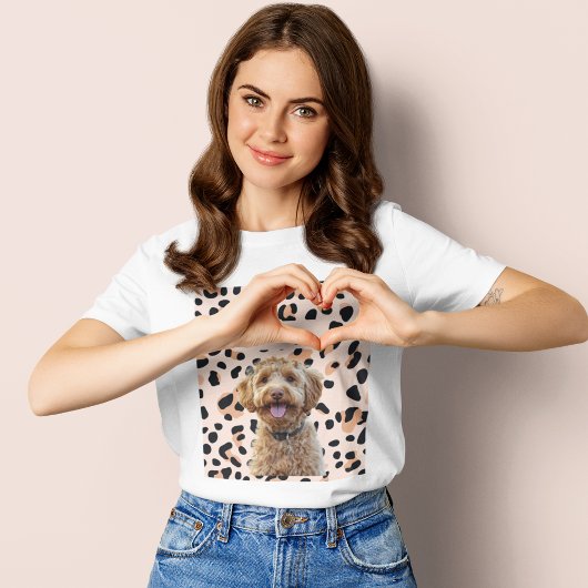 Gepersonaliseerde Pastel Roze met Hond Foto en Naa T-shirt