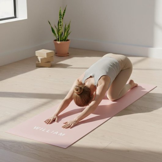 Gepersonaliseerde Pastel Roze Monogram Naam Yoga M Yogamat