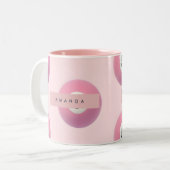 Gepersonaliseerde pastel roze nummer 5 biljartbal tweekleurige koffiemok (Voorkant links)